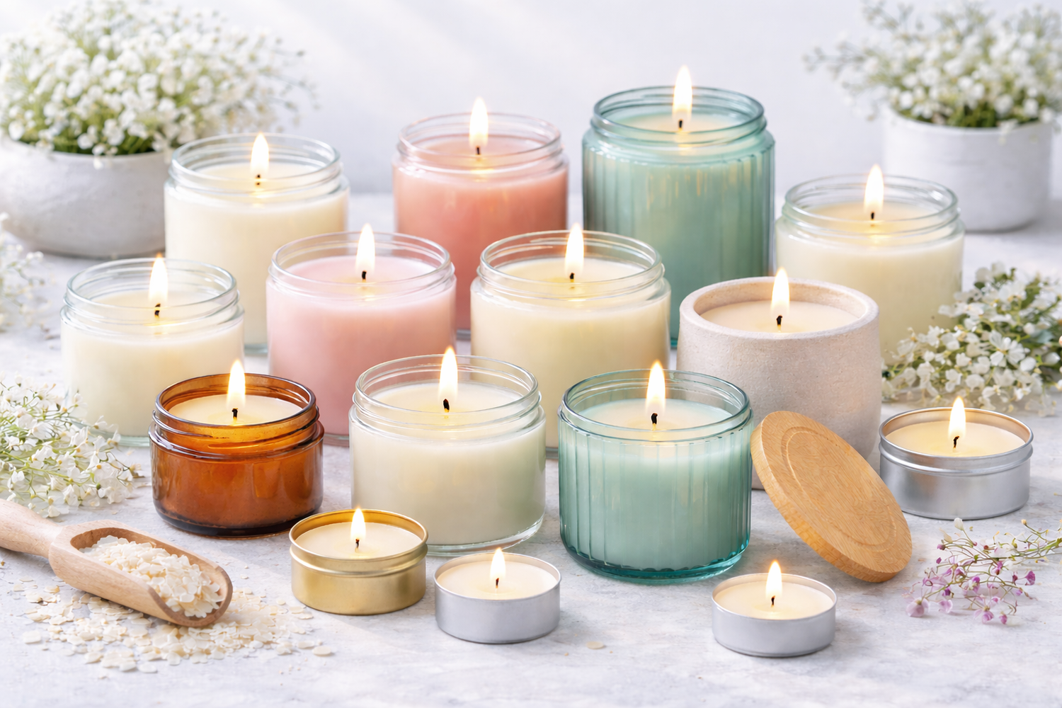 Wachse für Behälterkerzen