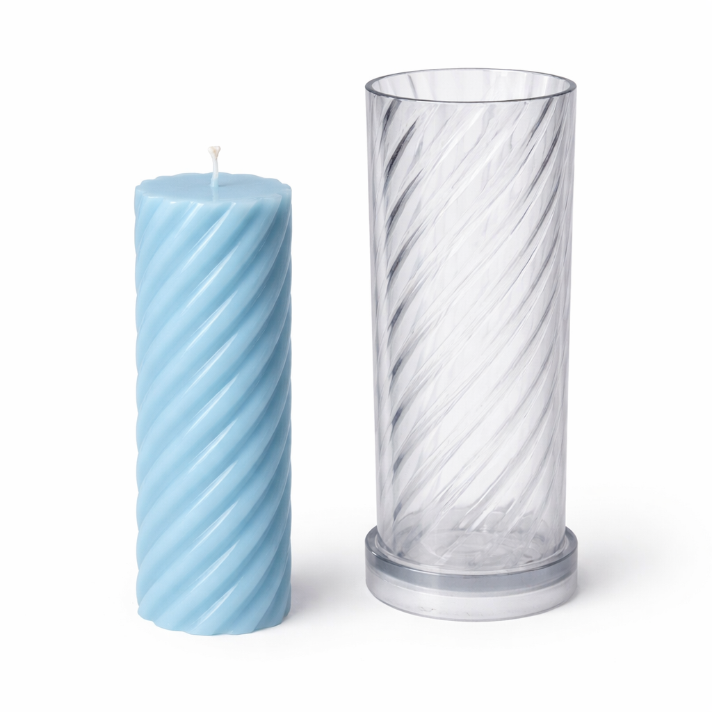 Spiral cylinder candle mold 