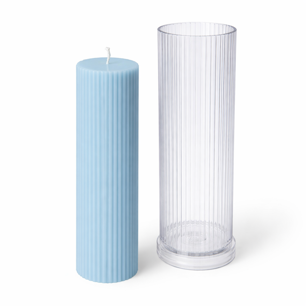 Candle mold grooved cylinder 