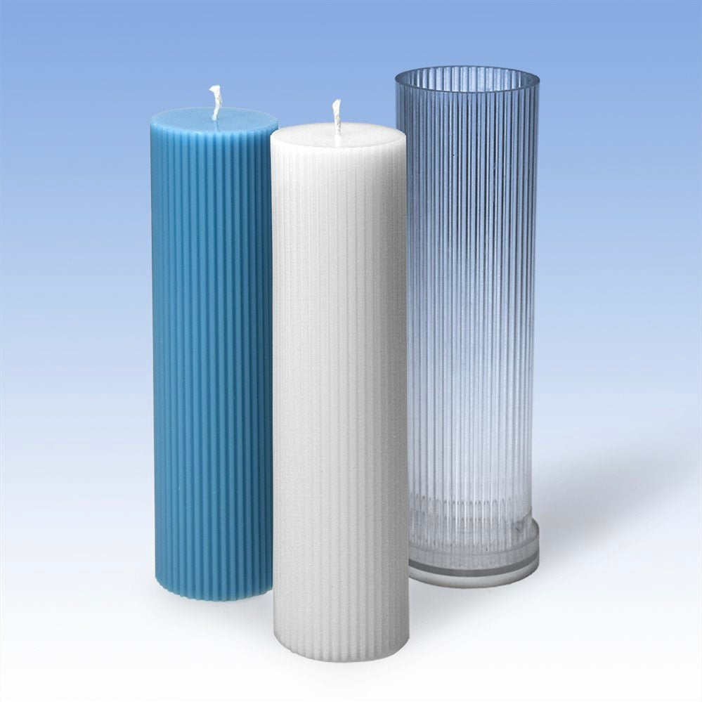 Candle mold grooved cylinder 